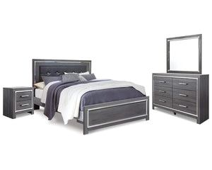 Lodanna King Upholstered Panel Bed, Dresser, Mirror and Nightstand