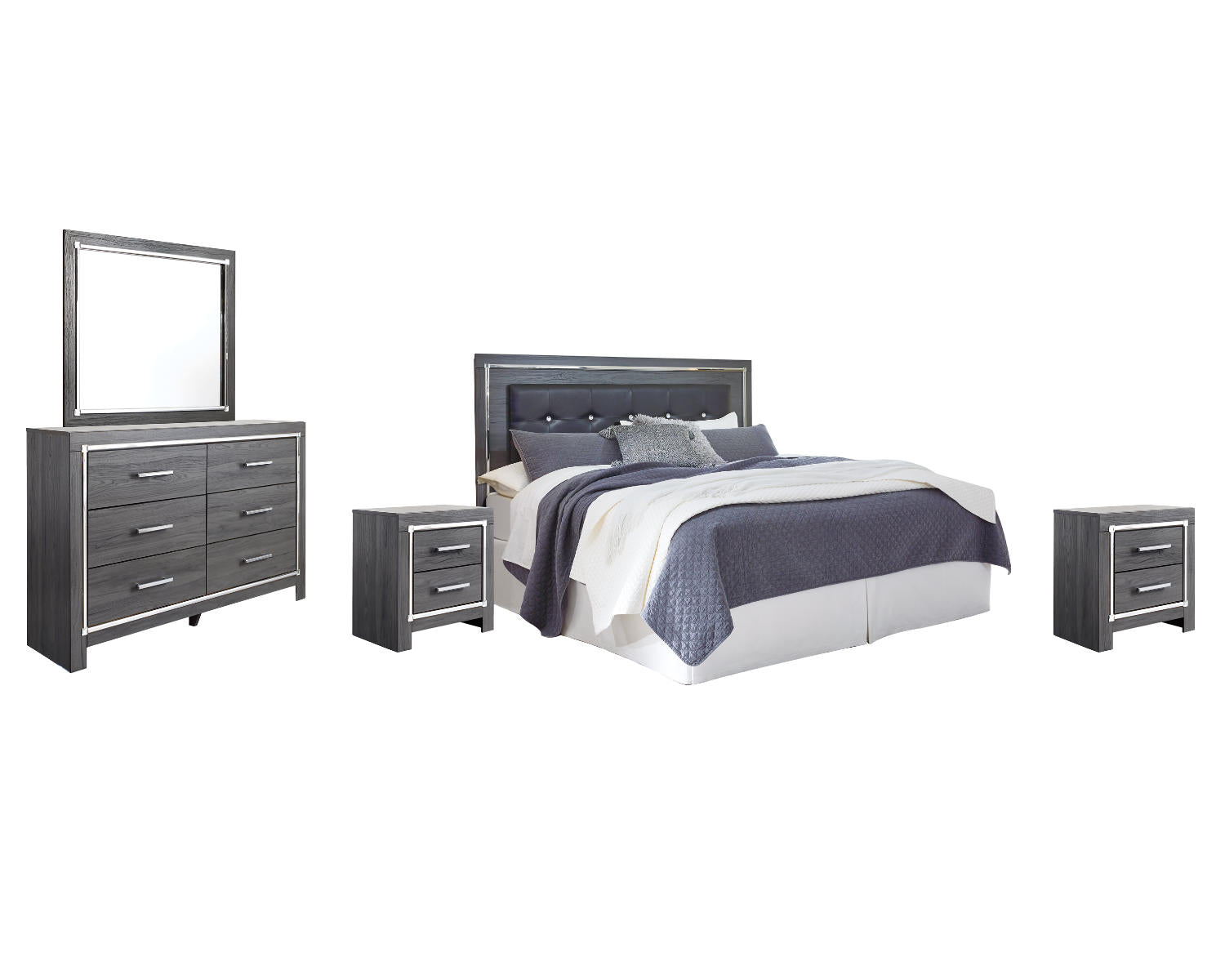 Lodanna King/Cal King Panel Headboard, Dresser, Mirror and 2 Nightstands