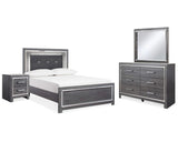 Lodanna Full Upholstered Panel Bed, Dresser, Mirror, and Nightstand