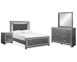 Lodanna Full Upholstered Panel Bed, Dresser, Mirror, and Nightstand