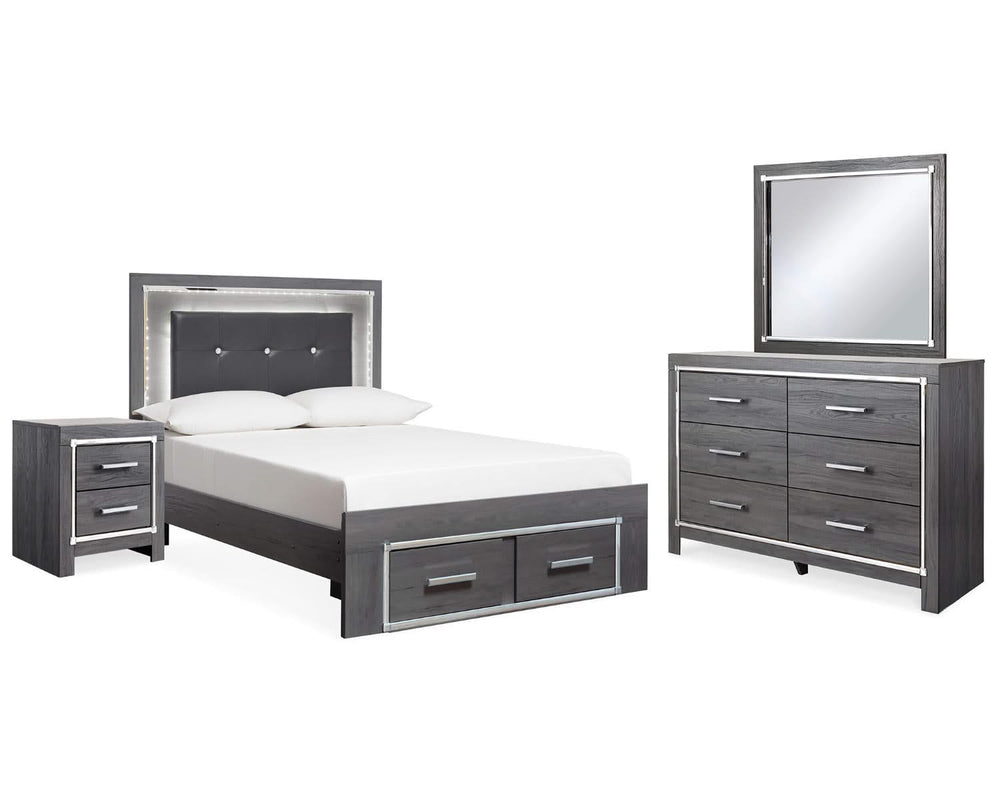 Lodanna Full Storage Bed, Dresser, Mirror and 2 Nightstands