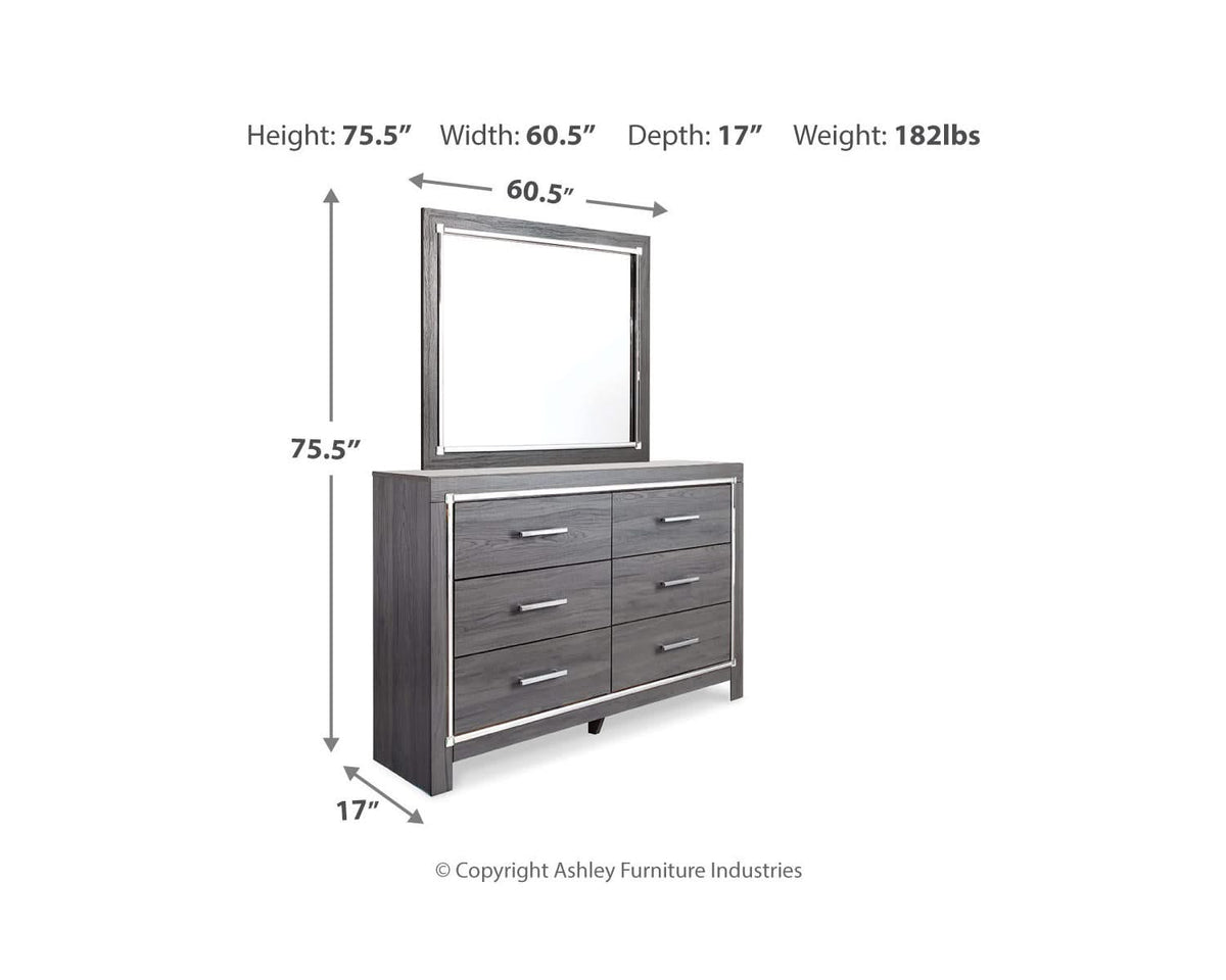 Lodanna King Upholstered Storage Bed, Dresser and Mirror