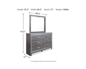 Lodanna King Upholstered Storage Bed, Dresser and Mirror