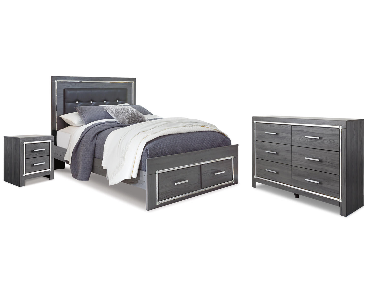 Lodanna Queen Storage Bed, Dresser and Nightstand