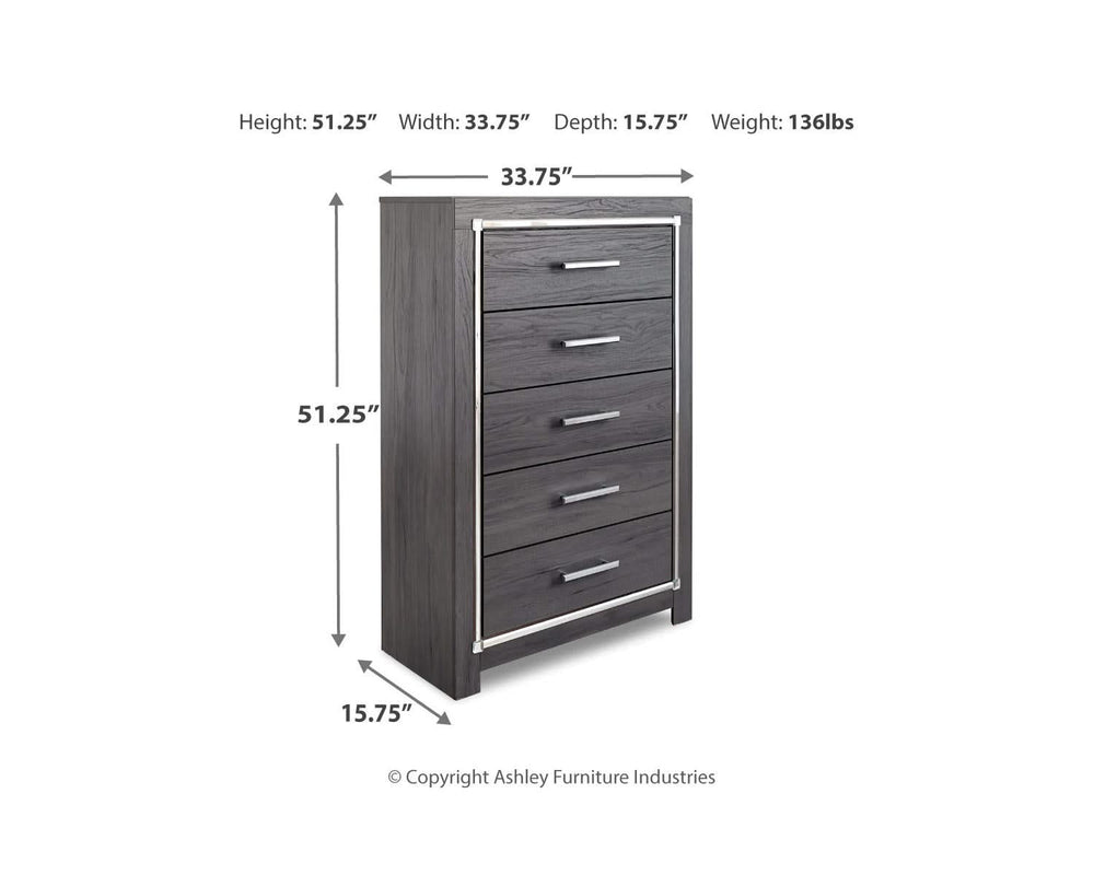 Lodanna King Upholstered Storage Bed, Dresser, Mirror, Chest and 2 Nightstands
