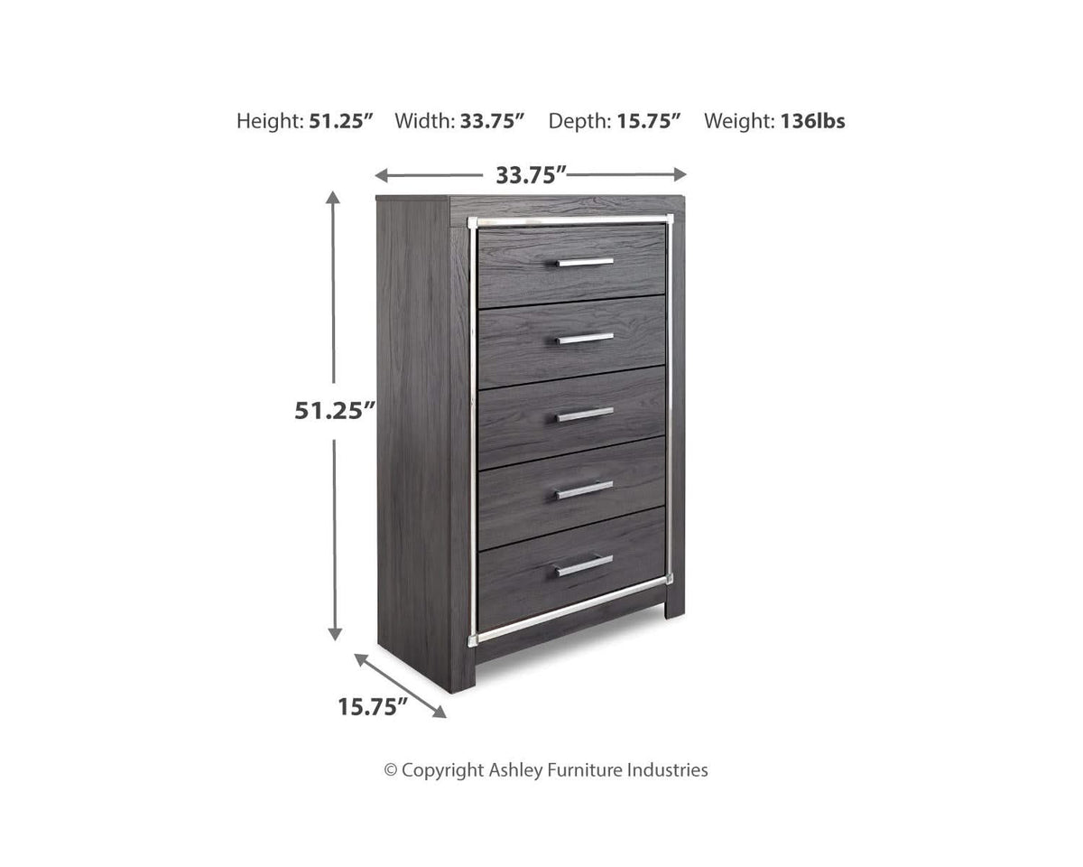 Lodanna King Upholstered Storage Bed, Dresser, Mirror, Chest and 2 Nightstands