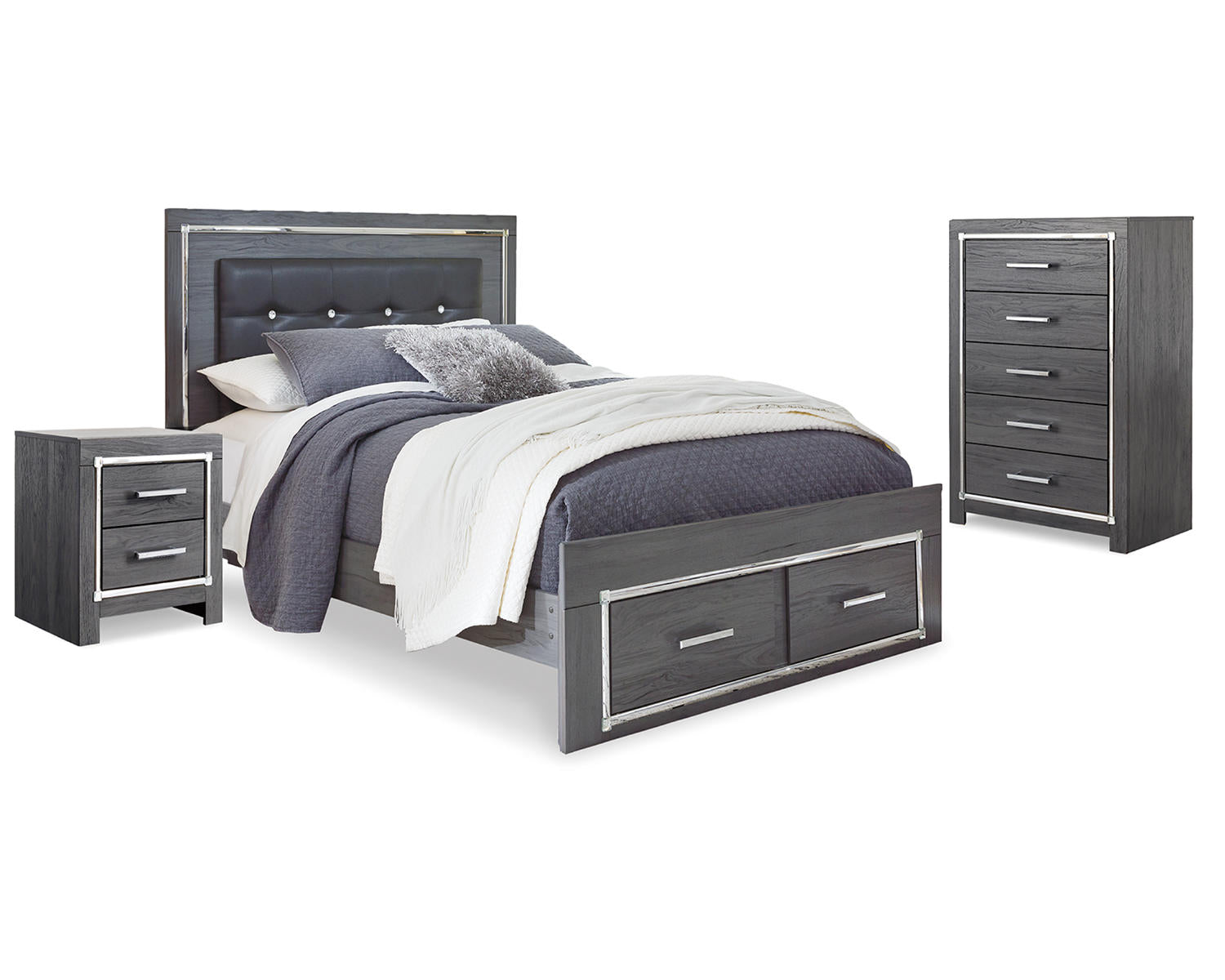 Lodanna Queen Storage Bed, Chest and Nightstand