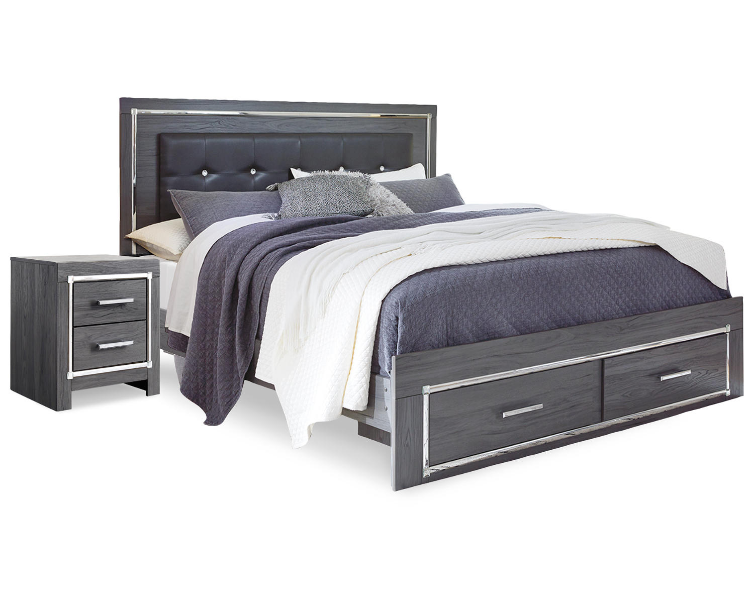 Lodanna Queen Storage Bed and Nightstand