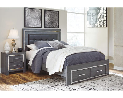Cama Queen con almacenaje y mesita de noche Lodanna
