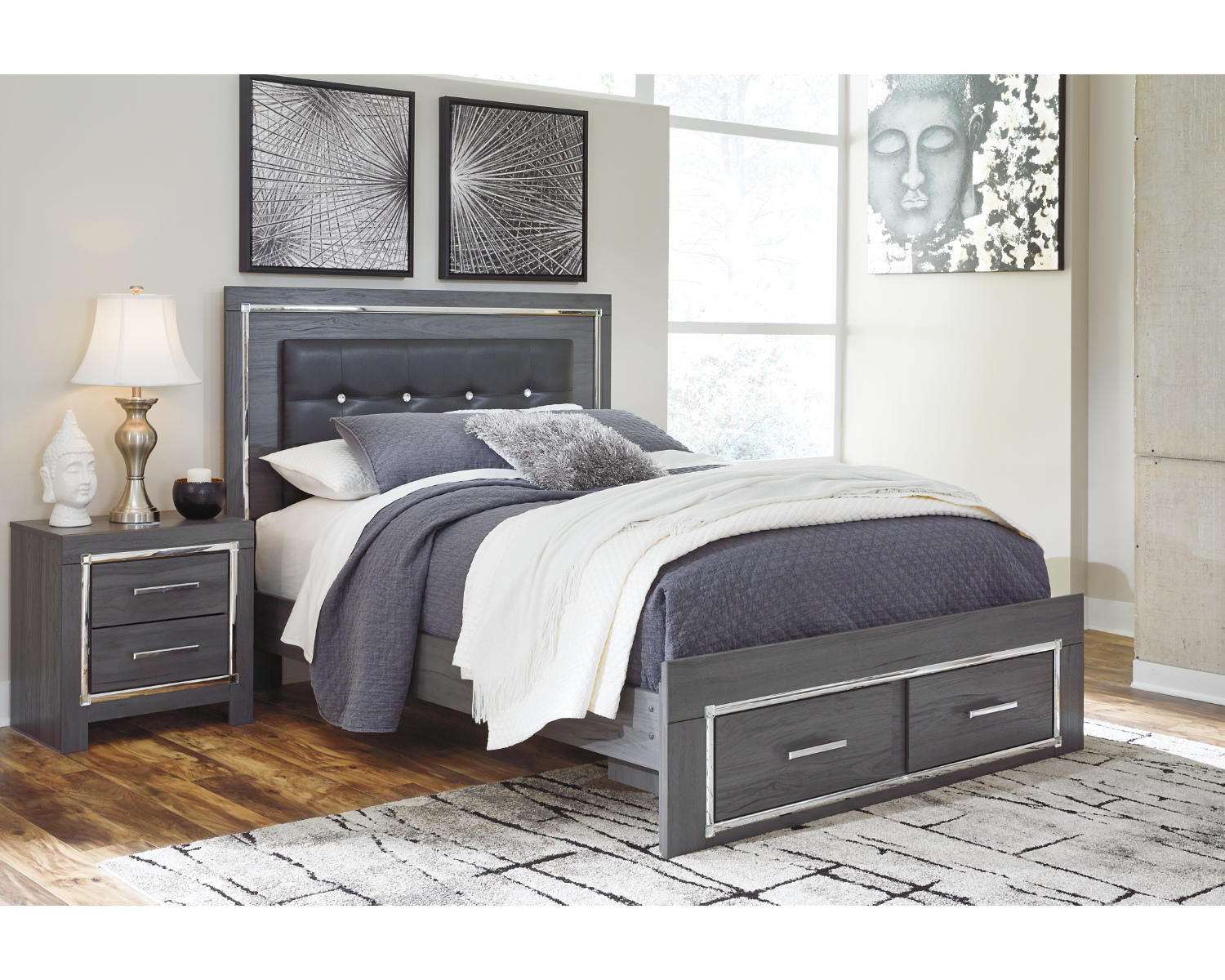 Lodanna Queen Storage Bed and Nightstand