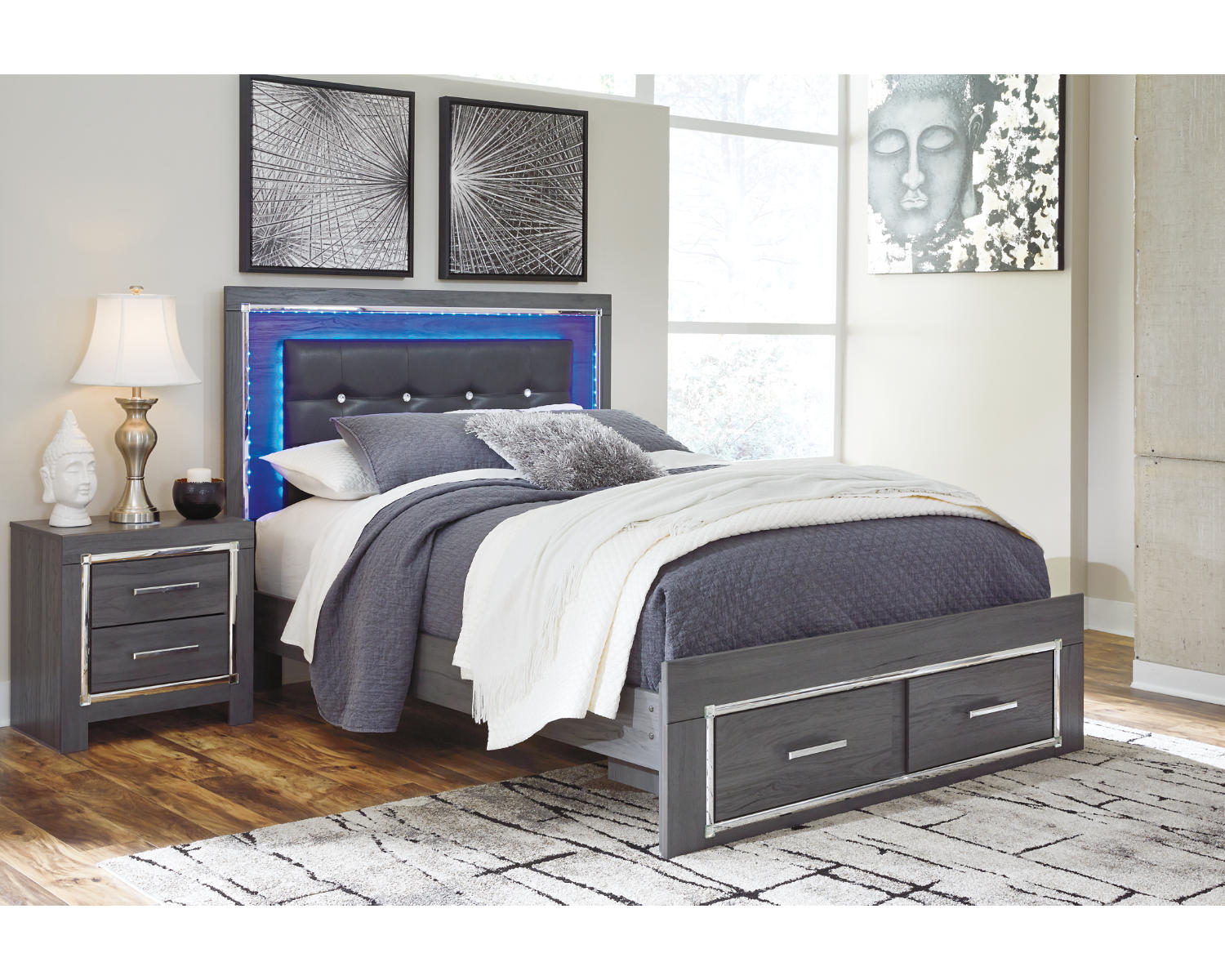 Lodanna Queen Storage Bed and Nightstand