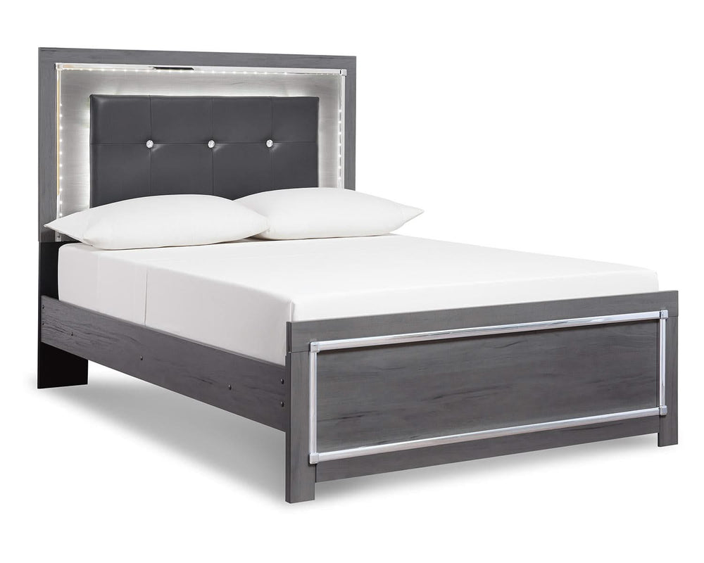 Cama completa con paneles, cómoda y arcón Lodanna