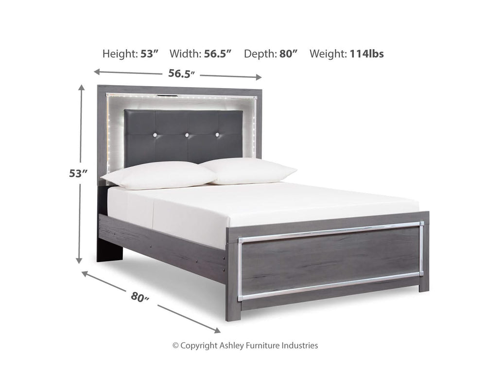 Lodanna Full Upholstered Panel Bed, Dresser, Mirror, and Nightstand