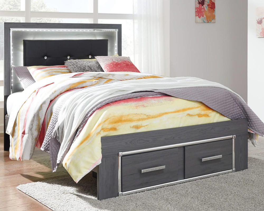 Cama Lodanna con paneles completos y 2 cajones de almacenamiento