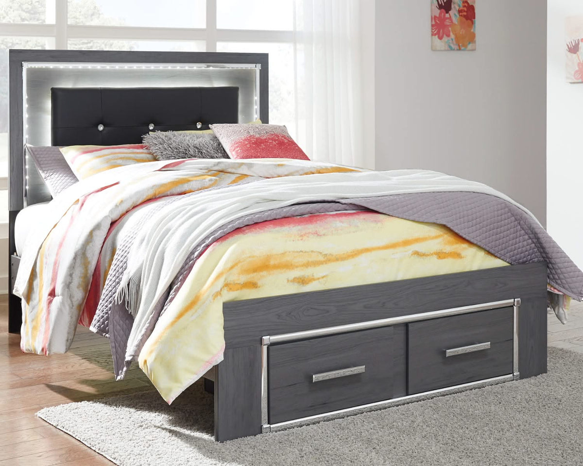Cama Lodanna con paneles completos y 2 cajones de almacenamiento