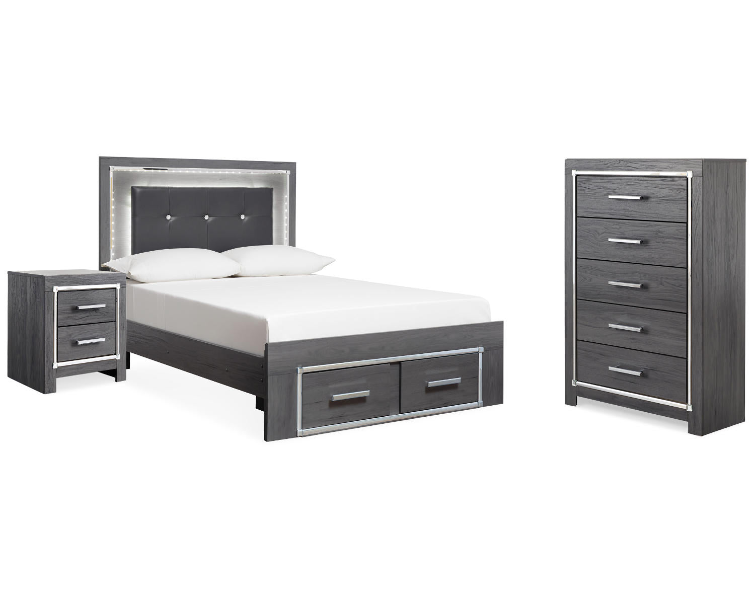 Lodanna Full Storage Bed, Chest and Nightstand