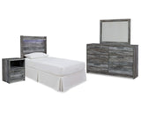 Cabecera de cama con paneles dobles Baystorm, tocador, espejo y mesita de noche