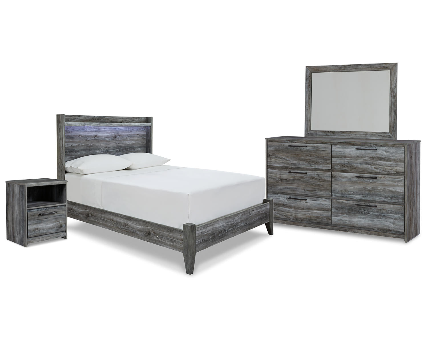 Baystorm Full Panel Bed, Dresser, Mirror and Nightstand