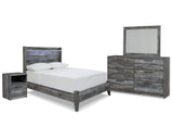 Cama Baystorm con paneles completos, tocador, espejo y mesita de noche