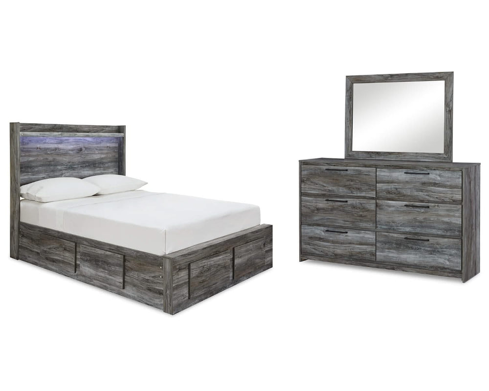 Cama con almacenamiento, tocador y espejo Baystorm
