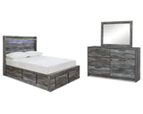 Cama con almacenamiento, tocador y espejo Baystorm