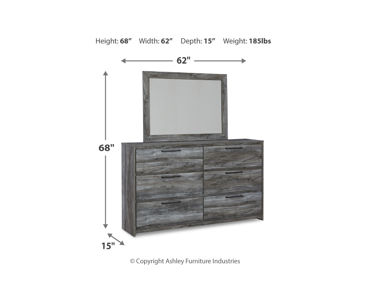 Baystorm Full Storage Bed, Dresser, Mirror and Nightstand
