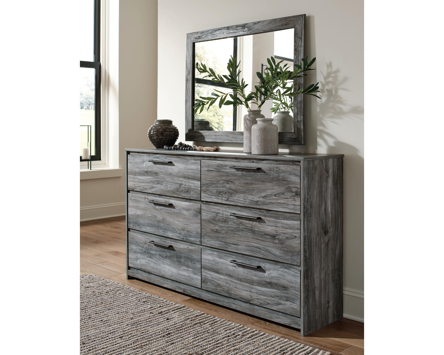 Baystorm Full Storage Bed, Dresser, Mirror and Nightstand
