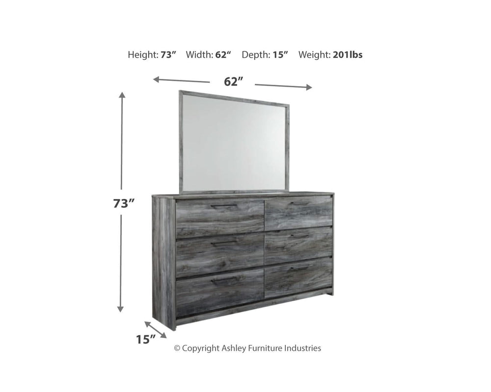 Cama Baystorm con paneles completos, tocador, espejo y mesita de noche