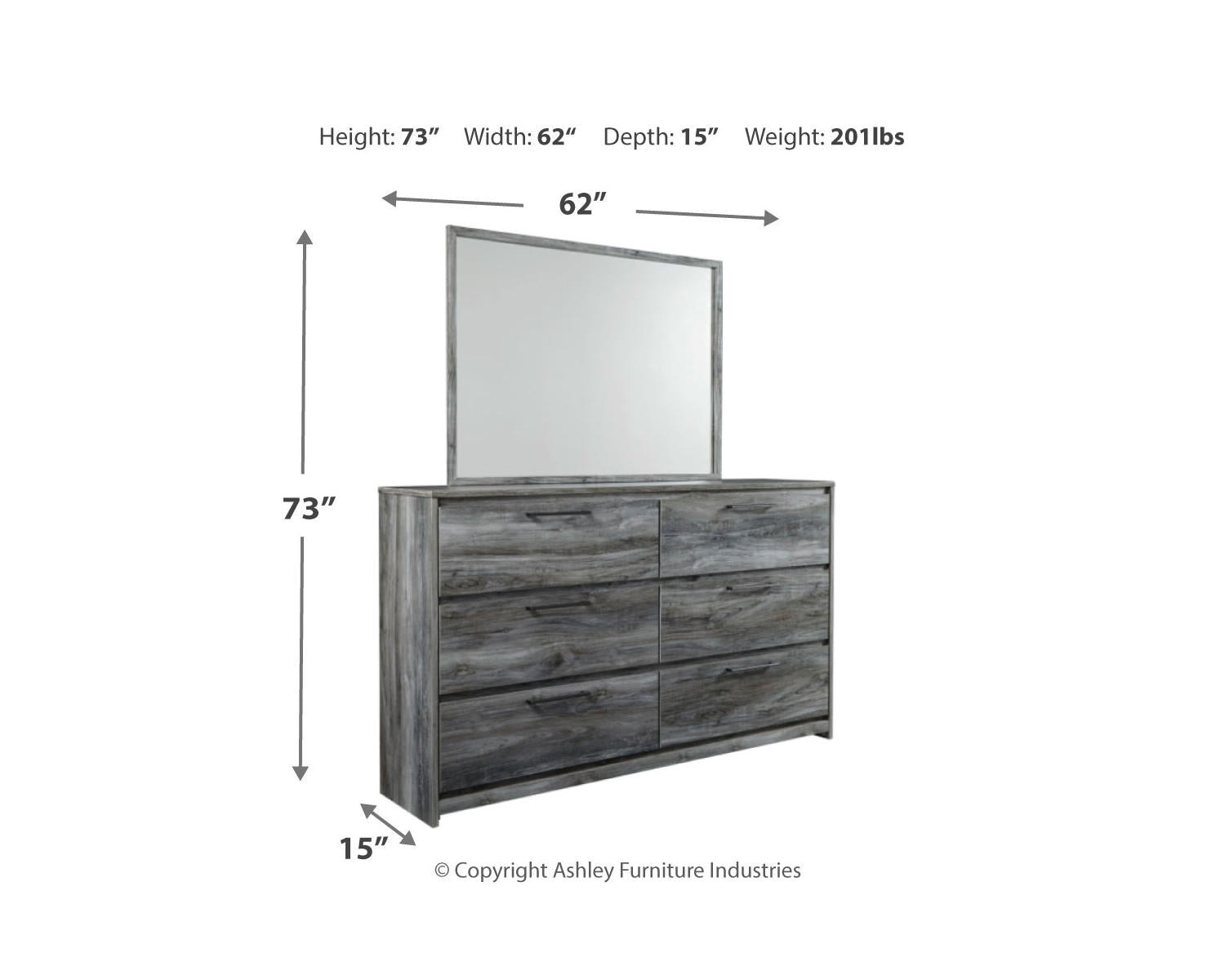 Baystorm King Panel Bed, Dresser, Mirror and Chest