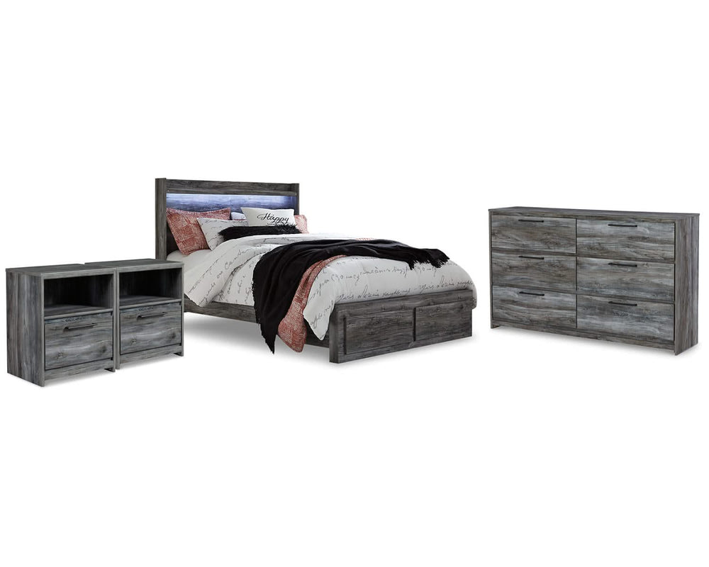 Baystorm Queen Panel Storage Bed, Dresser and 2 Nightstands