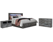 Baystorm King Storage Bed, Dresser and 2 Nightstands