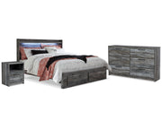 Baystorm King Panel Storage Bed, Dresser and Nightstand