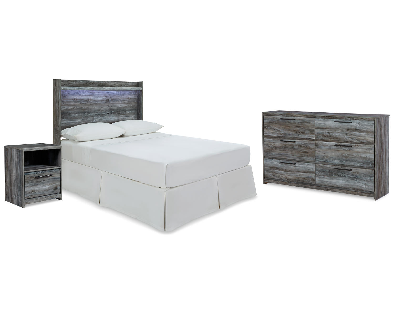 Baystorm Full Panel Headboard, Dresser and Nightstand