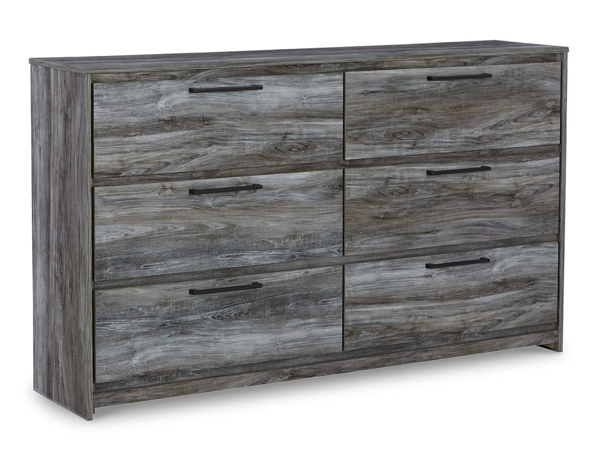 Cama King Baystorm con almacenaje, cómoda y dos mesitas de noche