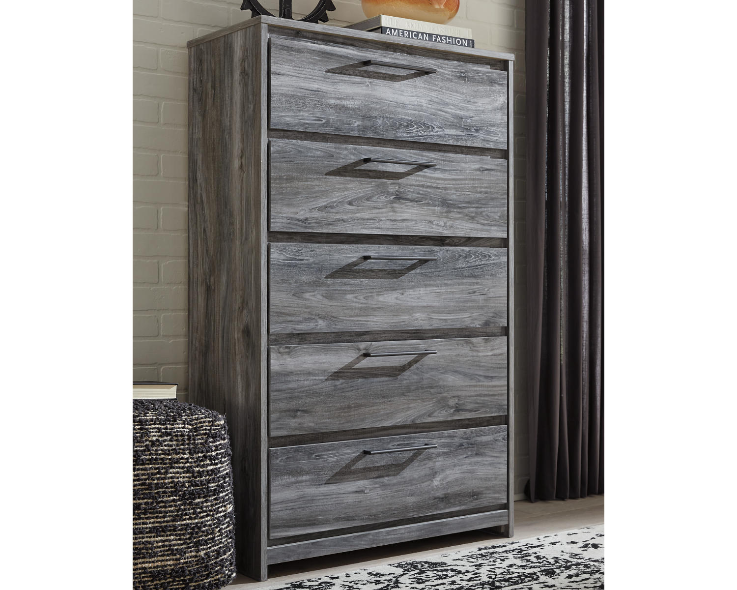 Baystorm Queen Storage Bed, Dresser, Mirror and Chest