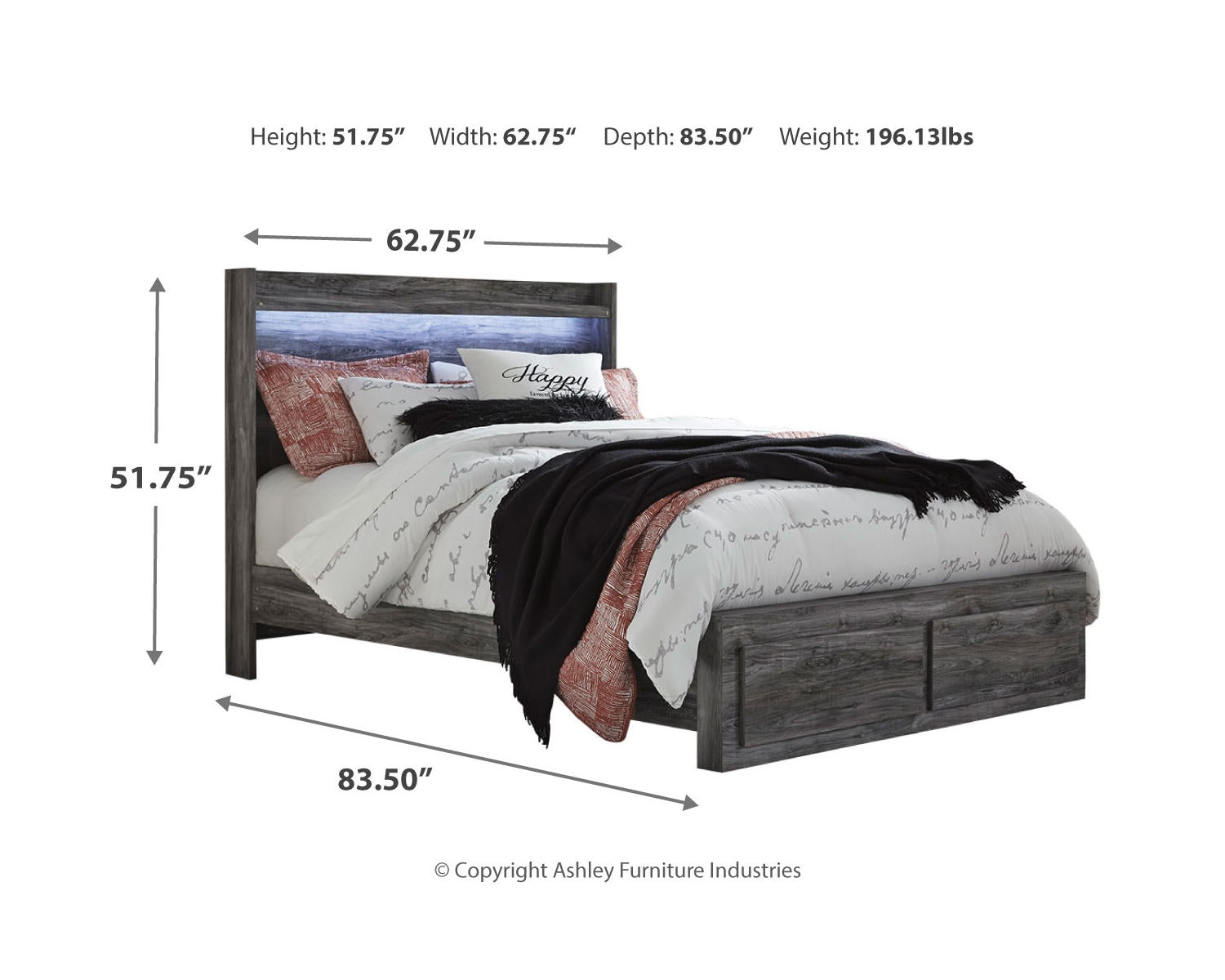 Baystorm Queen Panel Storage Bed, Dresser and Nightstand