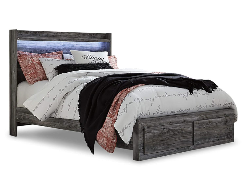 Cama Queen con almacenamiento y dos mesitas de noche Baystorm