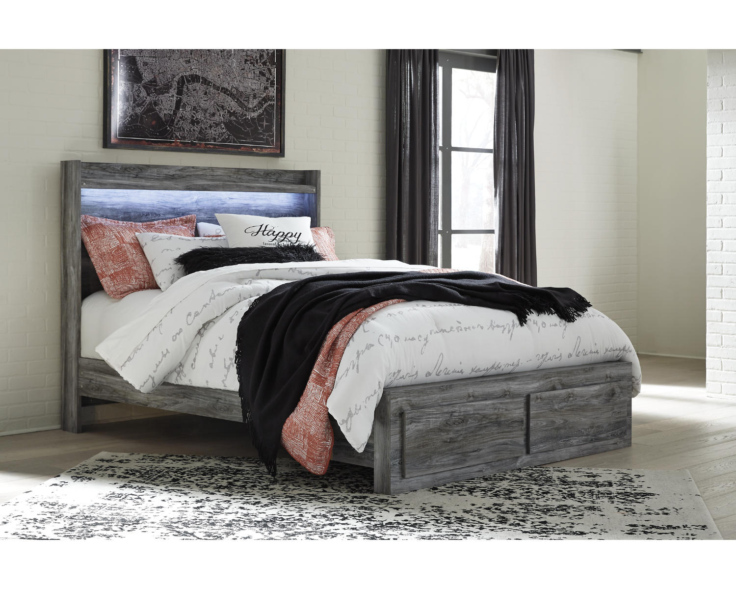 Baystorm Queen Panel Storage Bed and Nightstand