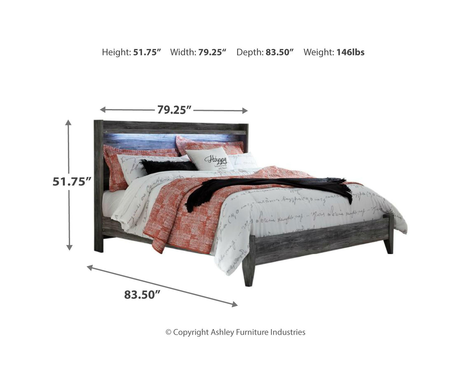 Baystorm King Panel Bed, Dresser, Mirror, and Nightstand