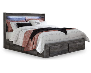 Cama Baystorm King con paneles, espacio de almacenamiento, tocador, espejo y dos mesitas de noche