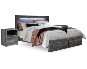 Cama King con almacenamiento y dos mesitas de noche Baystorm