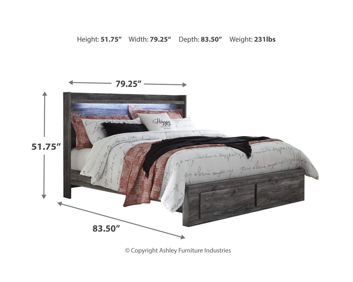 Cama King con almacenamiento y dos mesitas de noche Baystorm