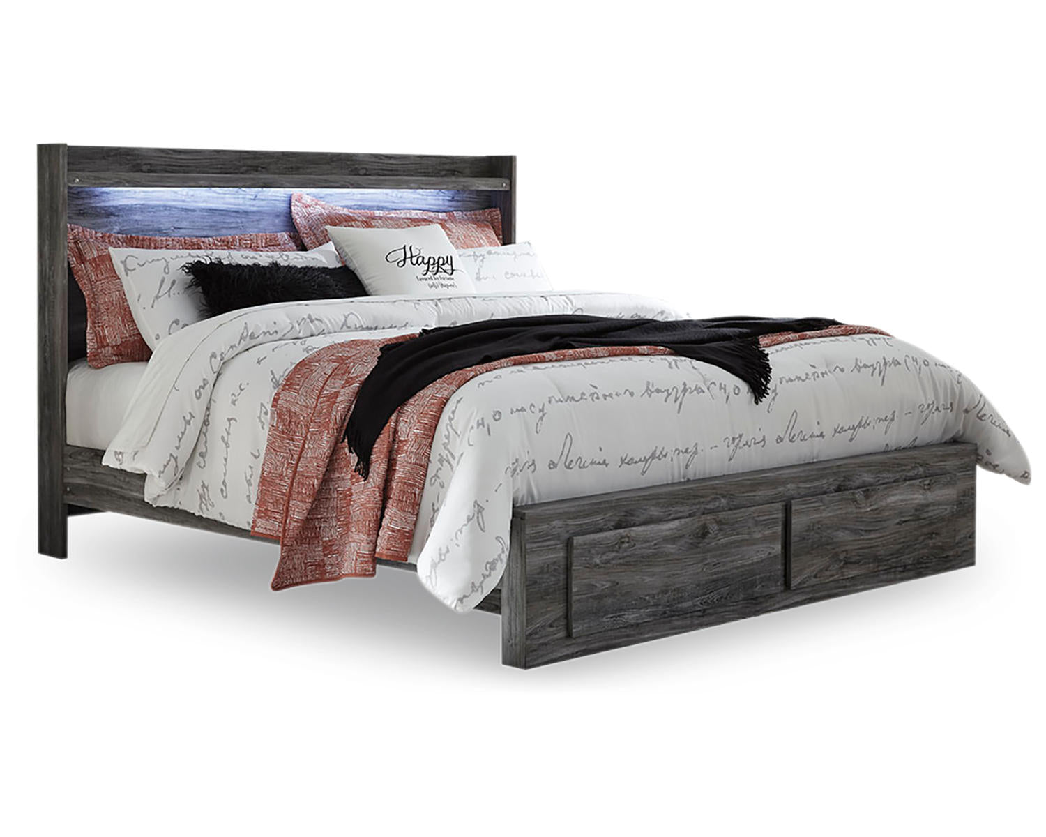Baystorm King Panel Storage Bed and 2 Nightstands