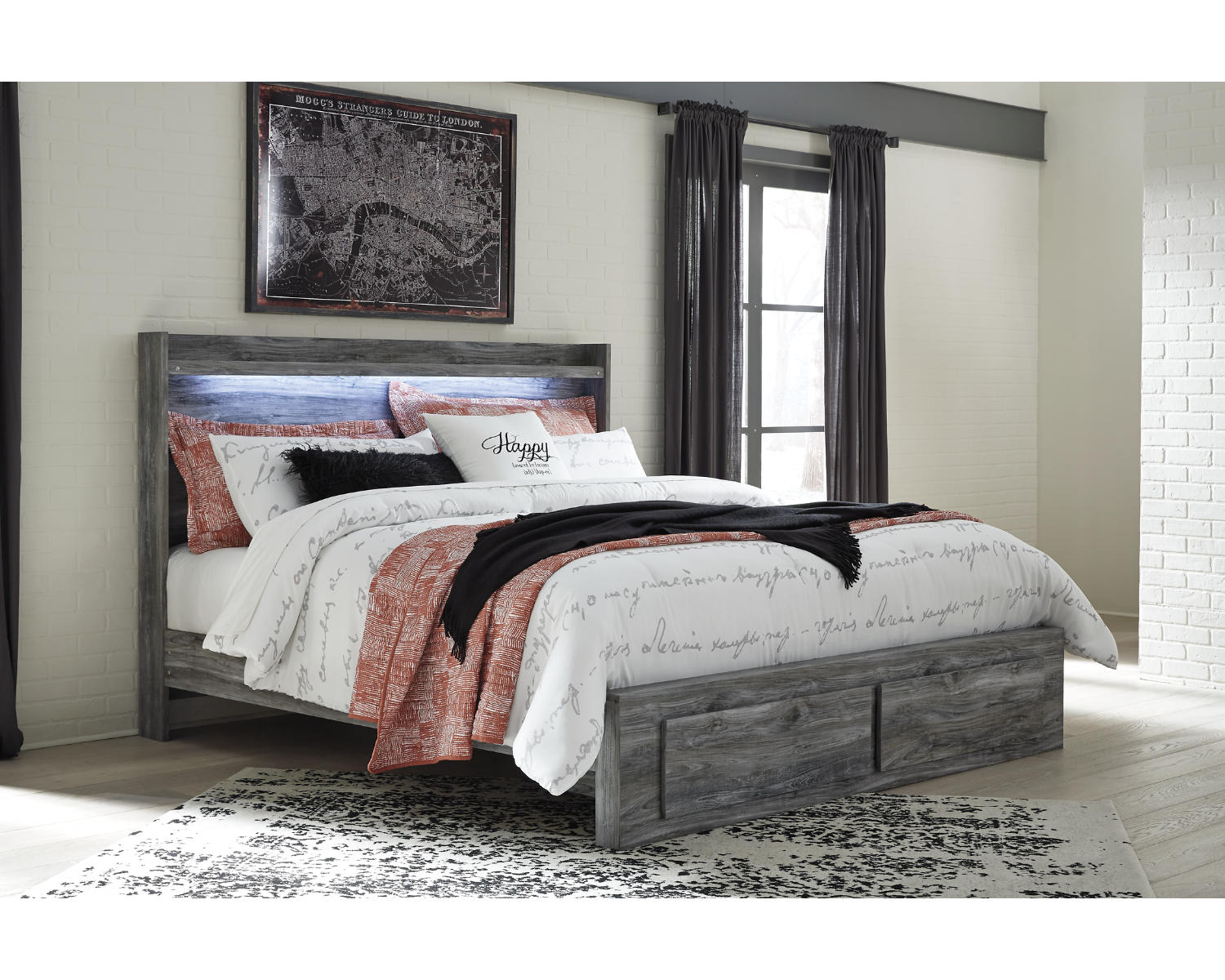 Baystorm King Storage Bed, Dresser and 2 Nightstands