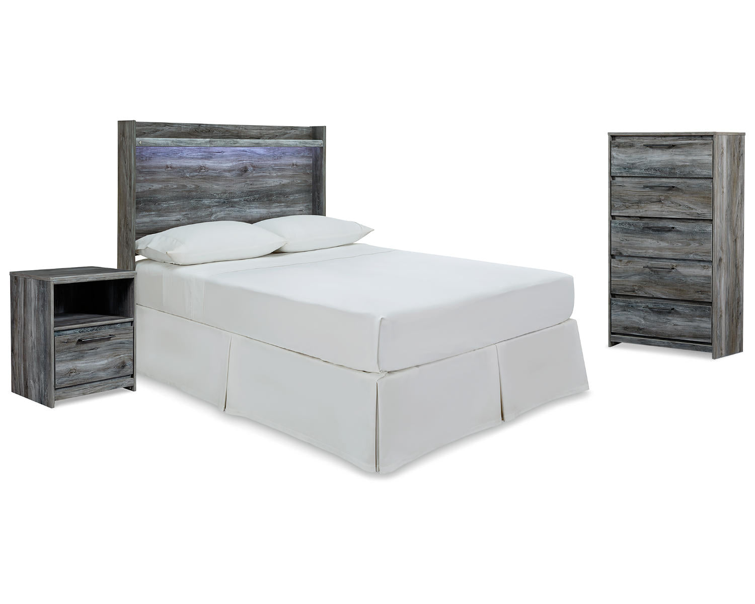 Baystorm Full Panel Headboard, Chest and Nightstand