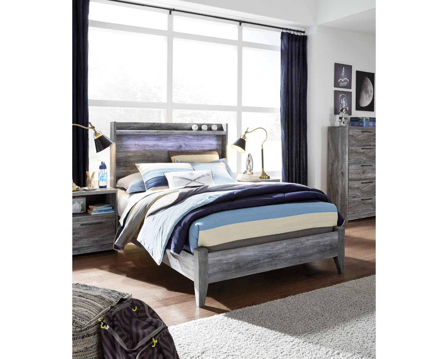 Baystorm Full Panel Bed, Dresser, Mirror and Chest