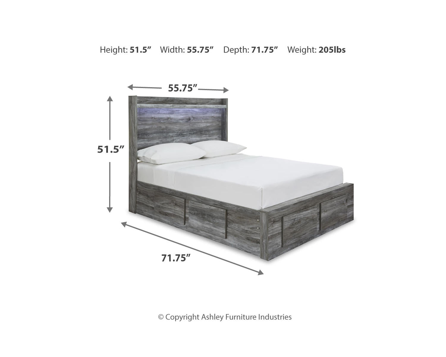 Baystorm Full Panel Bed with 4 Storage Drawers