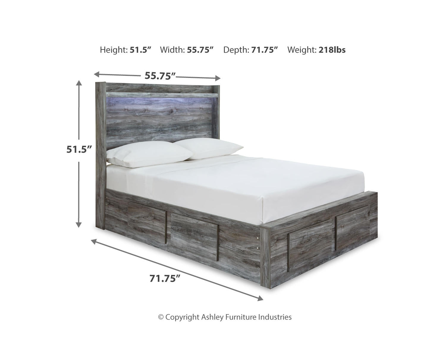 Baystorm Full Panel Storage Bed, Dresser and Mirror
