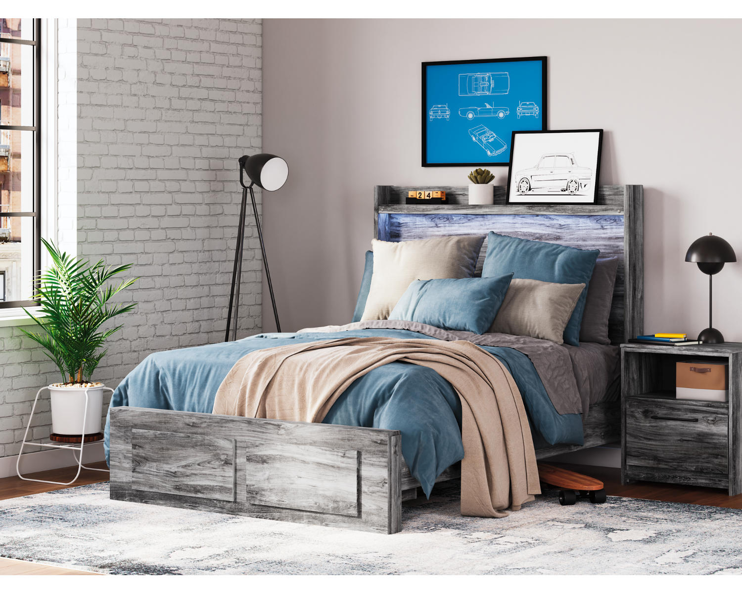 Baystorm Full Panel Bed with 2 Storage Drawers