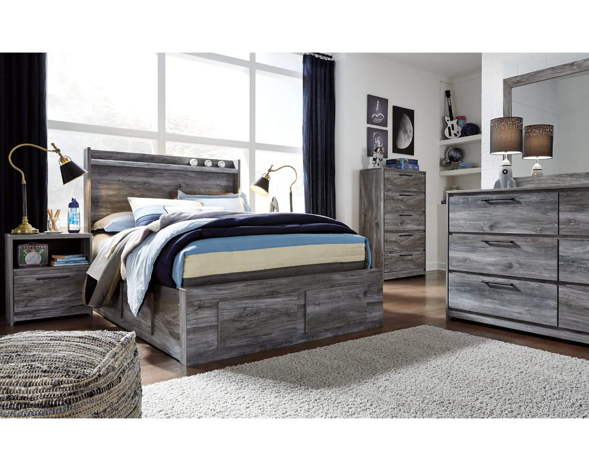 Cama con almacenamiento, tocador y espejo Baystorm